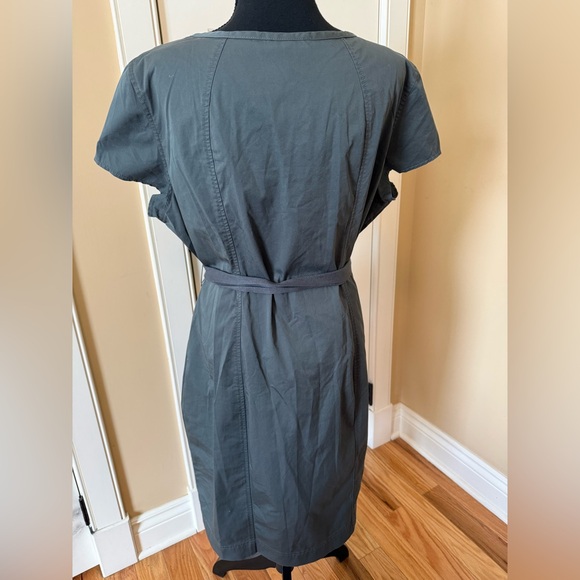 Lands’ End Cotton Blend Belted Midi Dress Grayish Green Women’s Size 18 NWOT - Picture 4 of 12